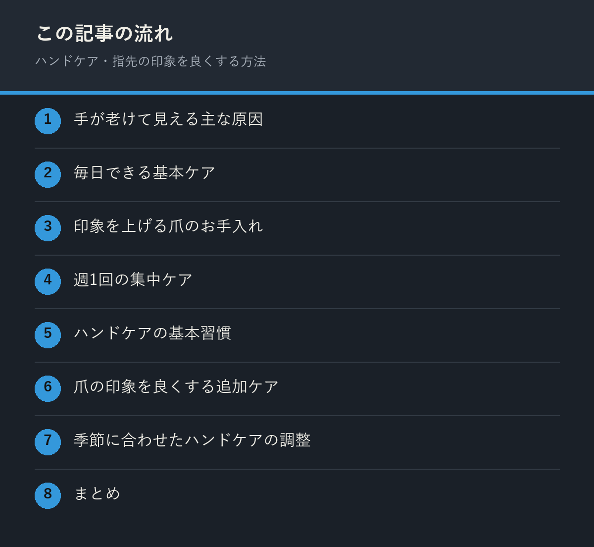 ハンドケア・指先の印象を良くする方法の記事の流れを解説した図解