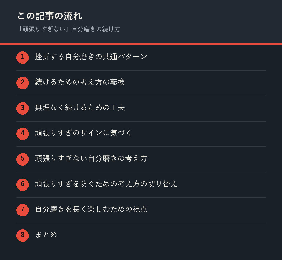 「頑張りすぎない」自分磨きの続け方の記事の流れを解説した図解